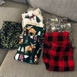 Place Kids Pajama Bottoms - Black, Green, Red, Gray Lot of 5
